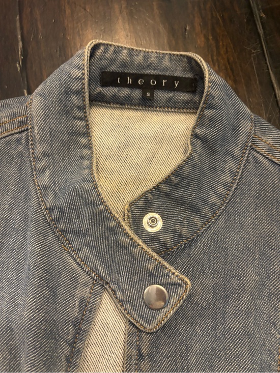 Theory Jackets & Blazers - Theory Light Blue Jean Jacket with mandarin Snap and zipper size small